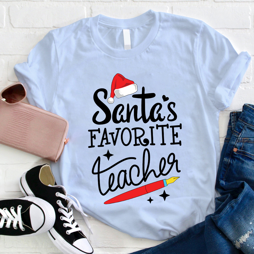 Christmas Santa's Favortie Teahcer T-Shirt