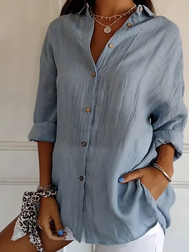Plain Cotton Casual Blouse