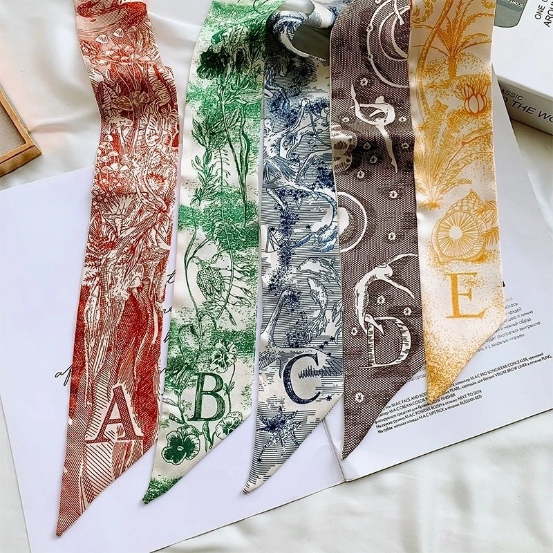 Women's Bohemian Letter Satin Printing Silk Scarves