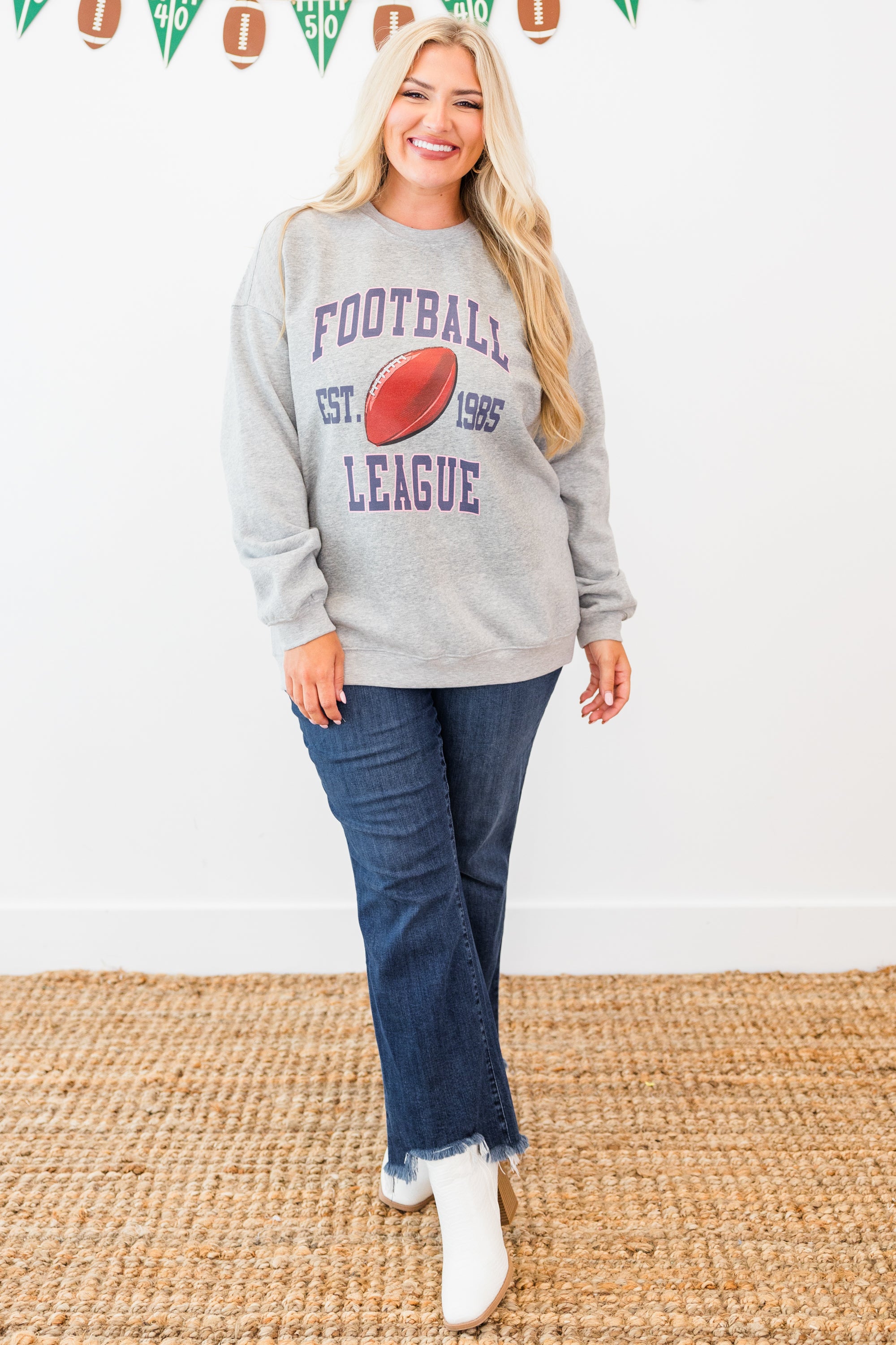 Cozy On Game Day Pullover. Heather Gray