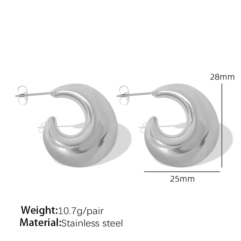 1 Pair Retro C Shape Plating Titanium Steel 18K Gold Plated Ear Studs