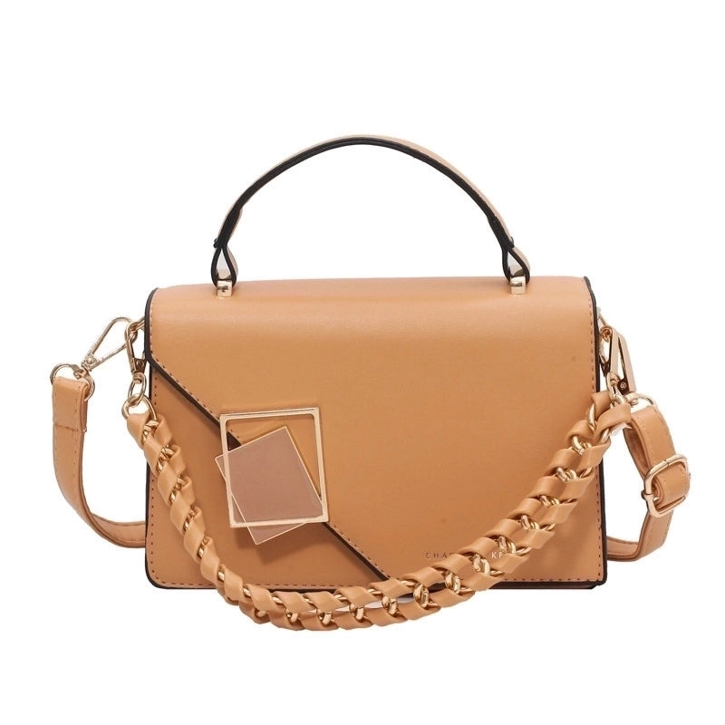 Women's Small Pu Leather Solid Color Basic Square Zipper Shoulder Bag Handbag Crossbody Bag