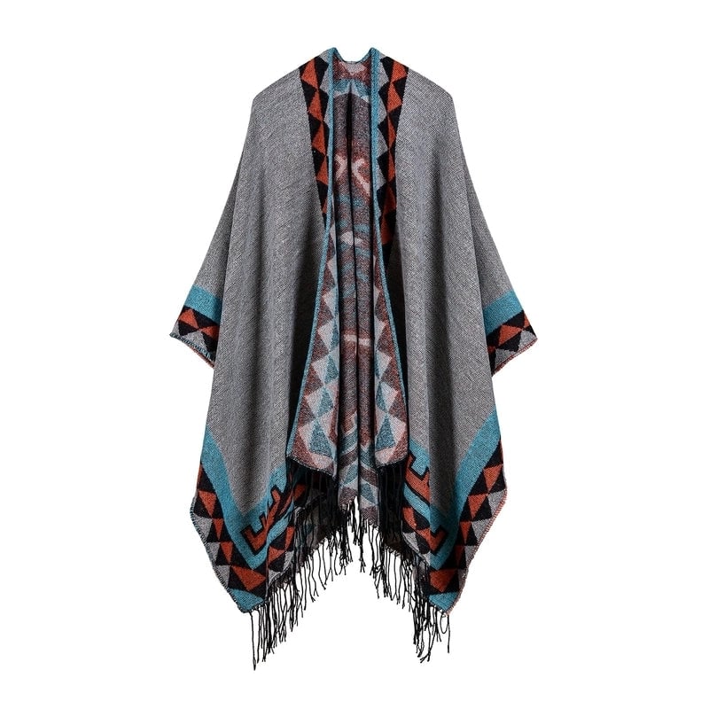 Women's Retro Lattice Imitation Cashmere Sewing Shawls