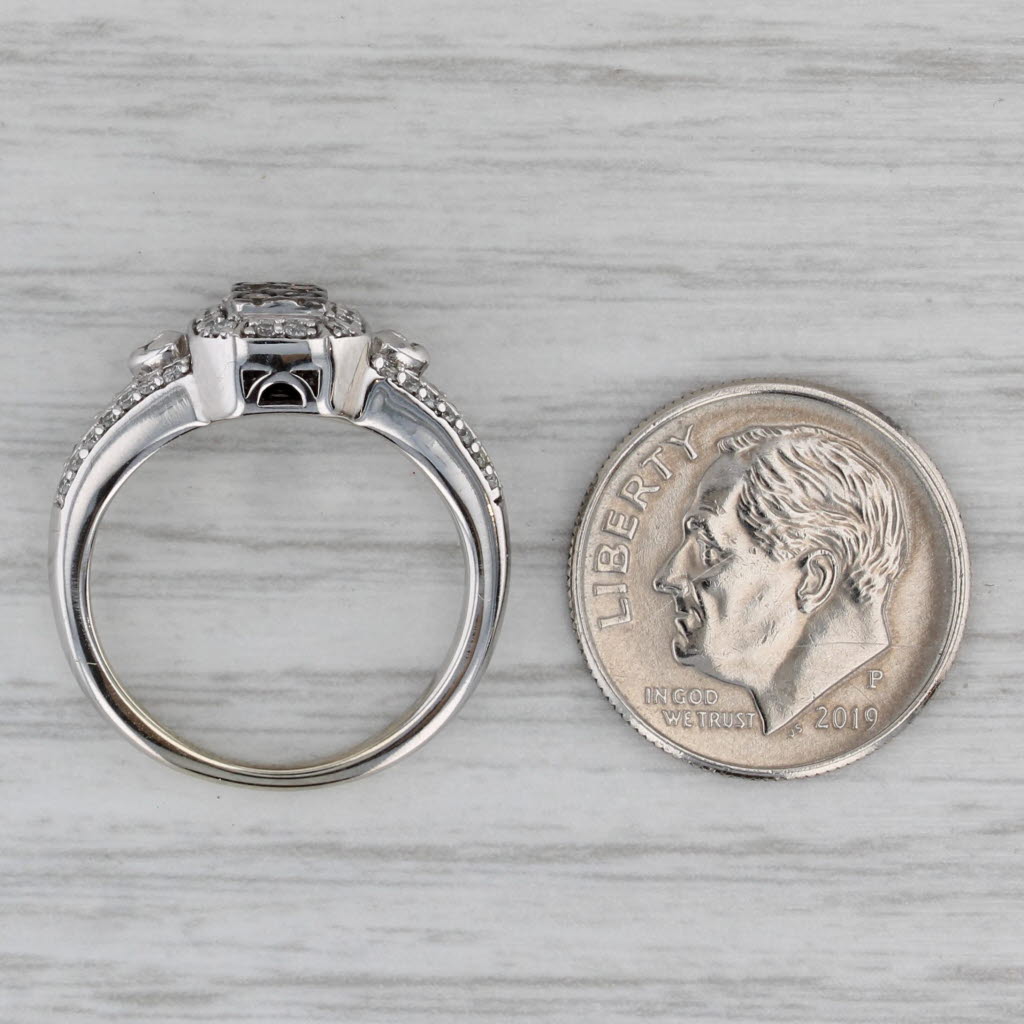 0.35ctw Diamond Cluster Halo Engagement Ring 14k White Gold Size 5.25