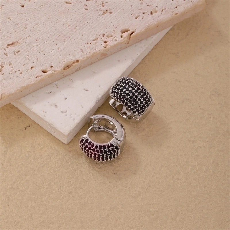 1 Piece Casual Minimalist Geometric Copper Zircon Gold Plated Silver Plated Huggie Earrings