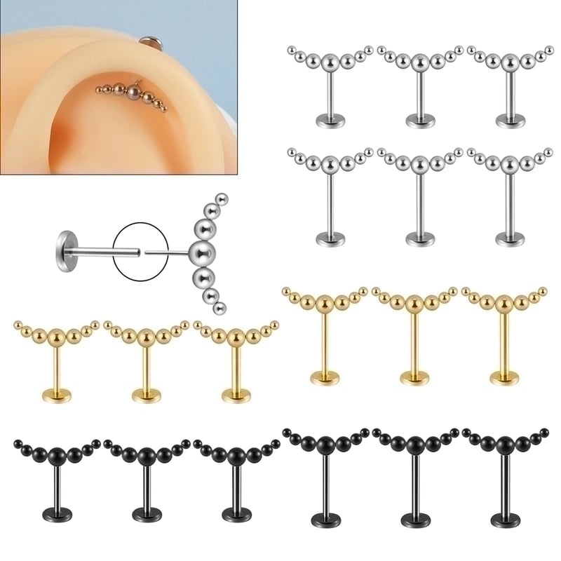 1 Piece Ear Cartilage Rings & Studs Elegant Minimalist Artistic Solid Color 304 Stainless Steel Plating 18K Gold Plated