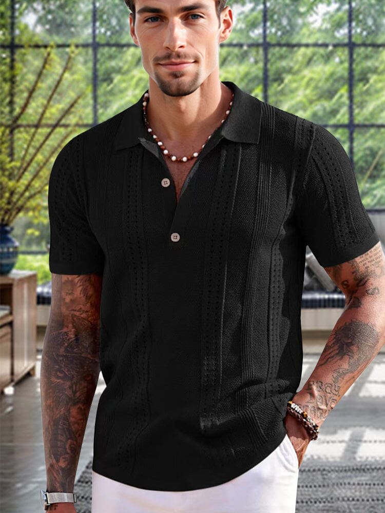 Simple Breathable Knit Polo Shirt