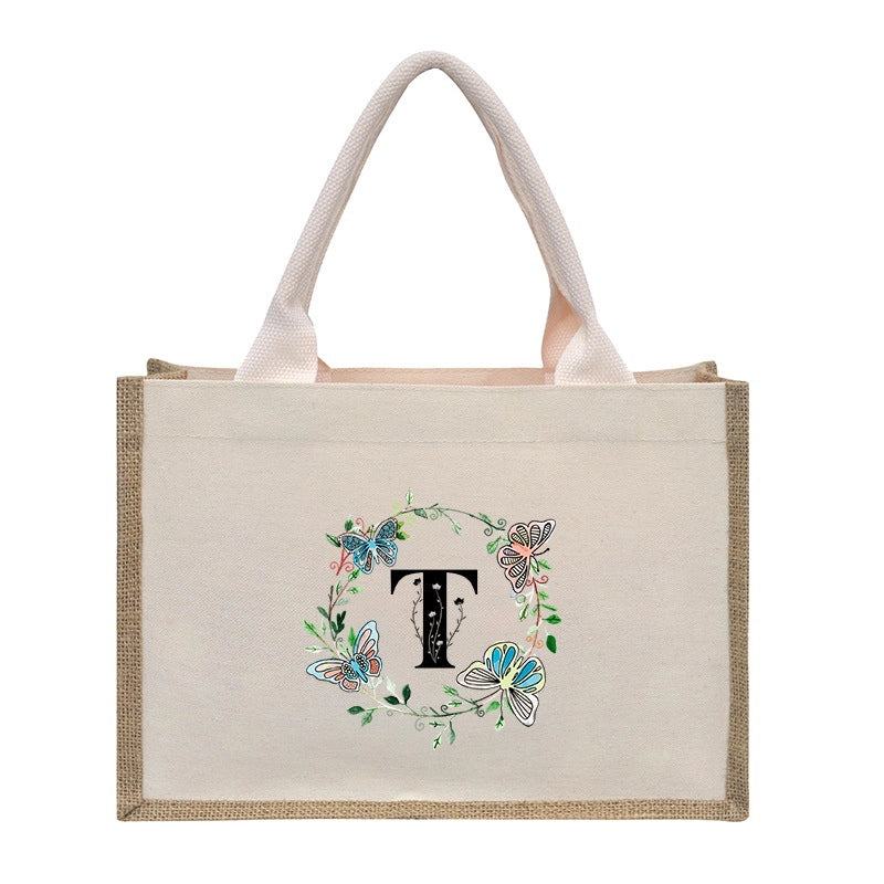 Women's Medium Canvas Letter Basic Classic Style Open Shopping Bags