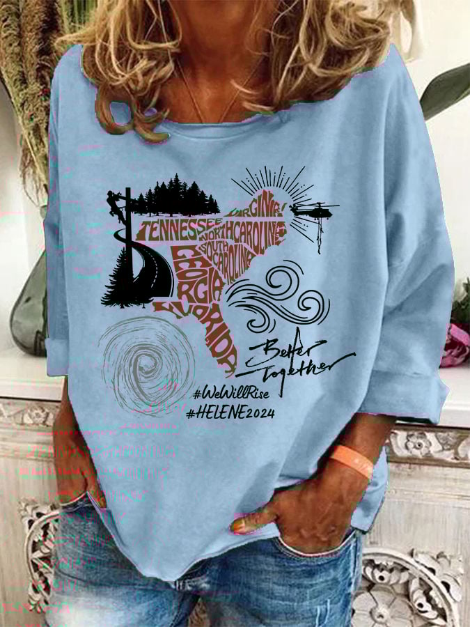 Women's Hotspot Hurricane Helen Disaster Relief Printed Casual Sweatshirt
