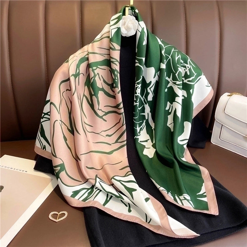 Women's Elegant Lady Flower Polyester Scarf
