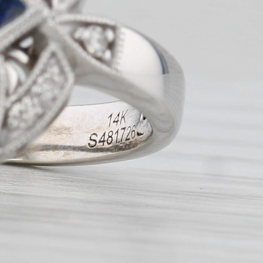 Gabriel & Co 0.76ctw Blue Sapphire Diamond Ring 14k White Gold Size 7.25