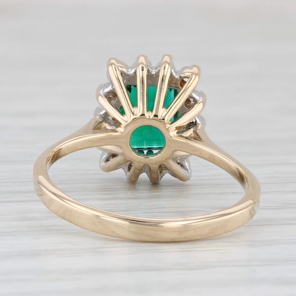 1.18ctw Lab Created Emerald Diamond Halo Ring 14k Yellow Gold Size 6 Engagement