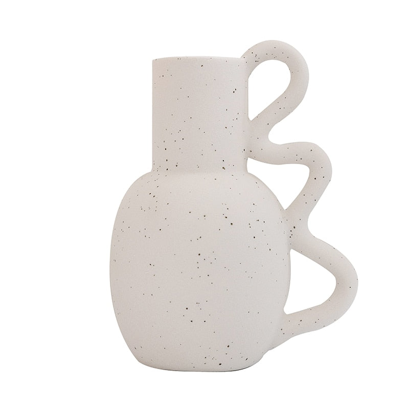 Zorion White Ceramic Kettle-shaped Vase