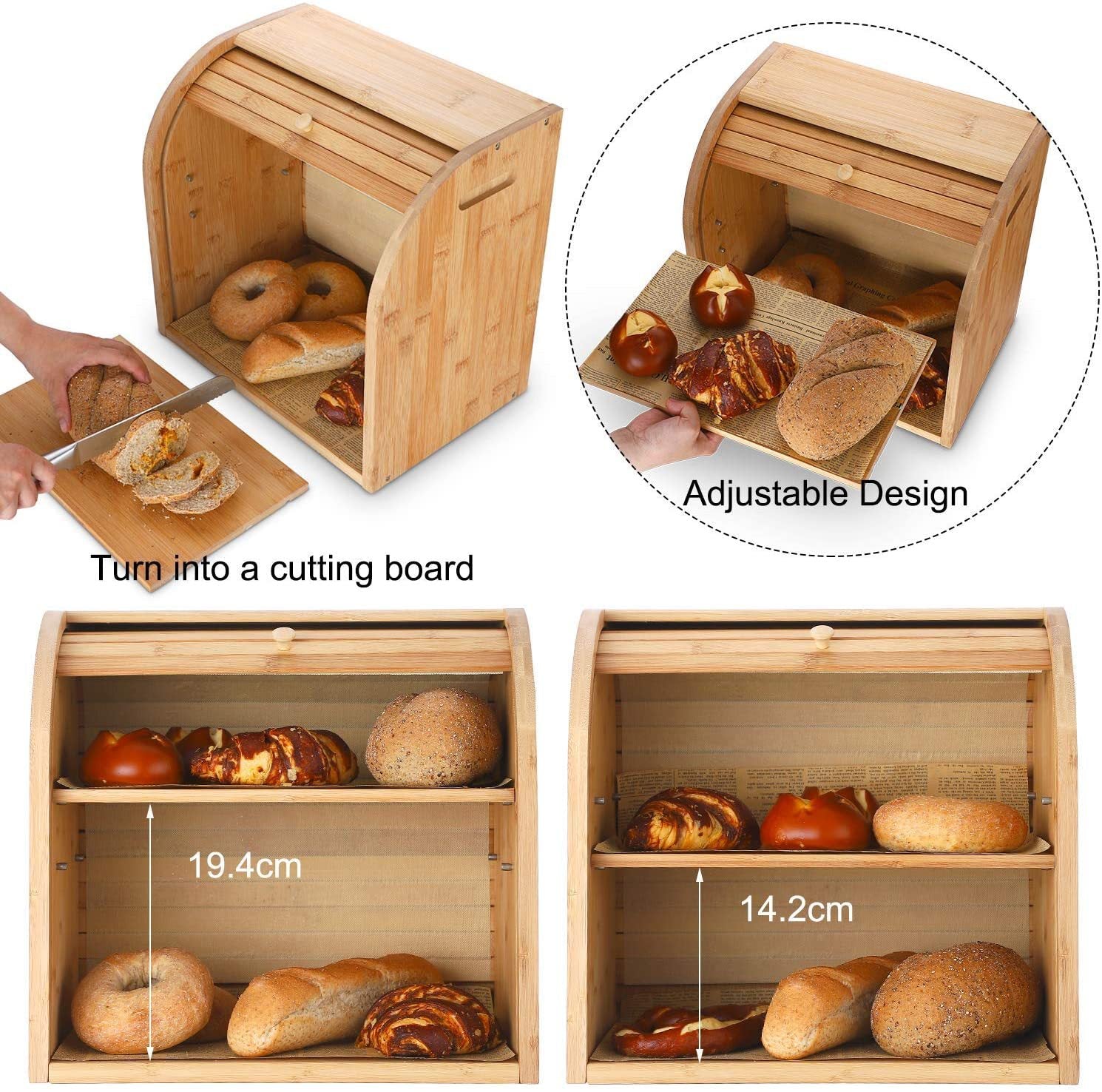 Dual Layer Bamboo Bread Box