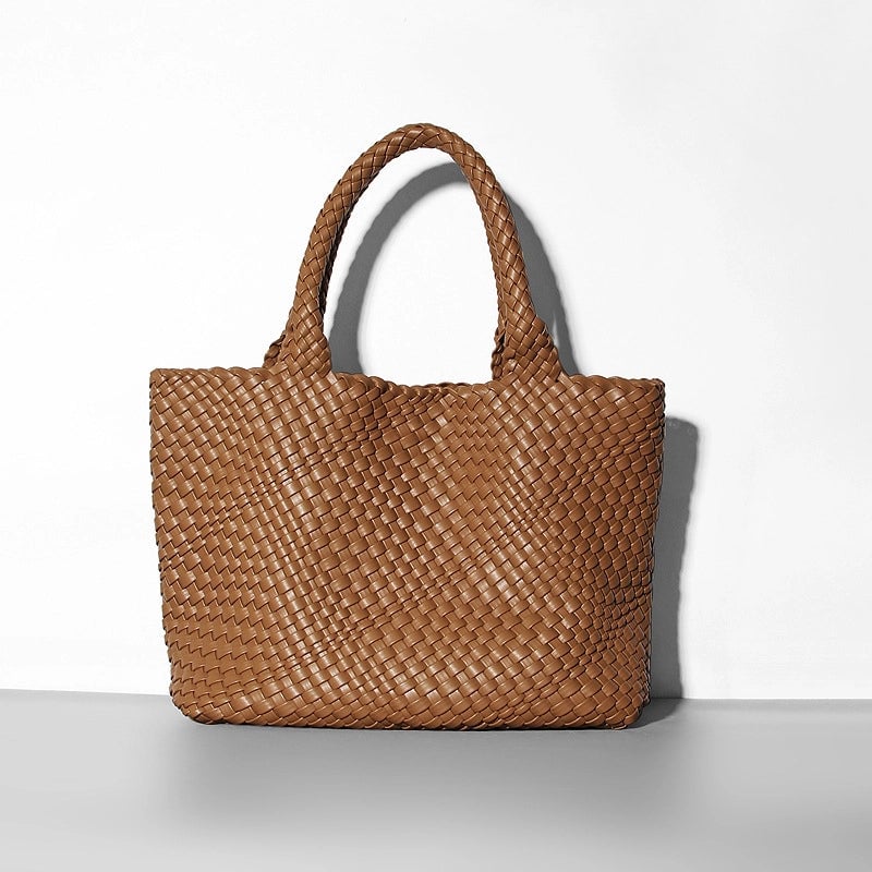 Women's Large Pu Leather Solid Color Classic Style Streetwear Weave Bucket Magnetic Buckle Bag Sets