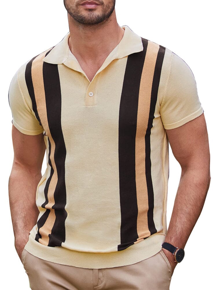 Vintage Stripe Short Sleeve Knitted Polo Shirt (US Only)