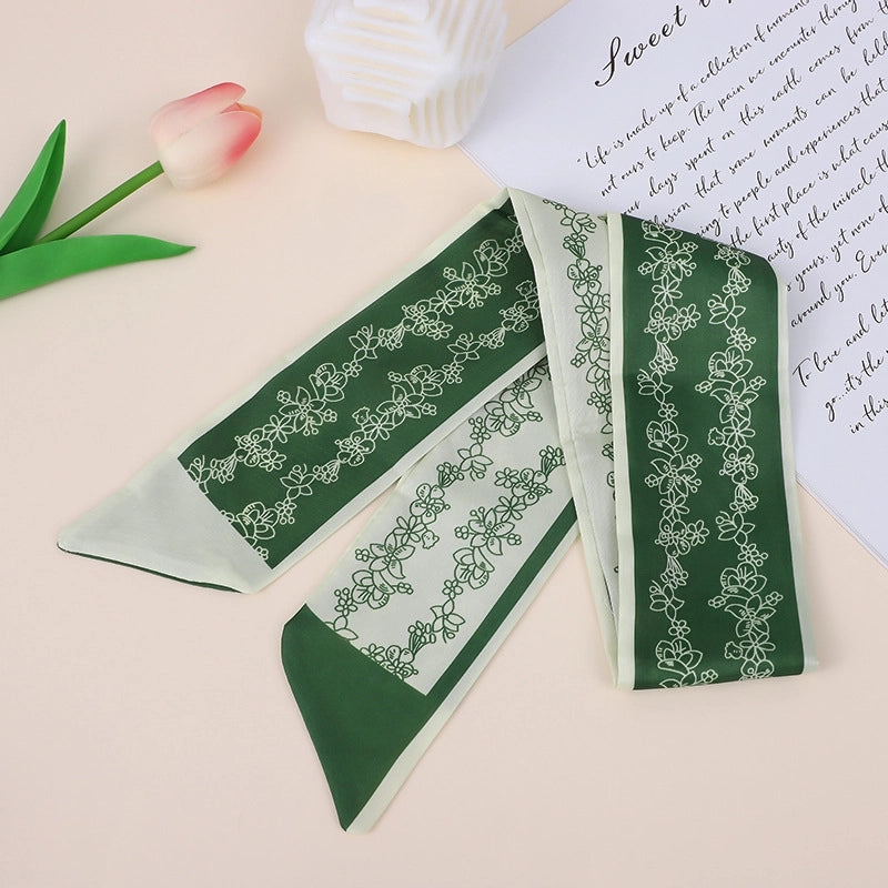 Women's Elegant Geometric Letter Flower Polyester Silk Scarf