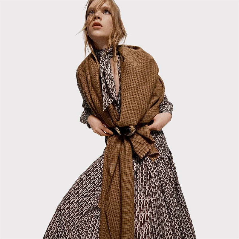 Women's Retro Plaid Imitation Cashmere Scarf