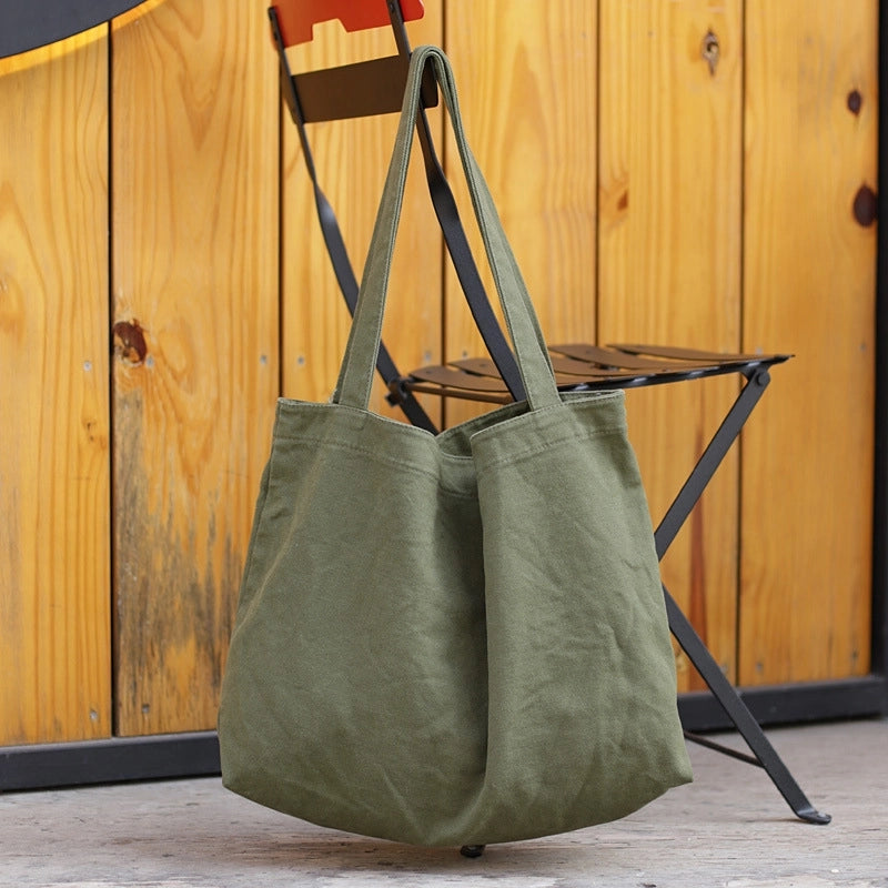 Women's Streetwear Solid Color Canvas Shopping Bags