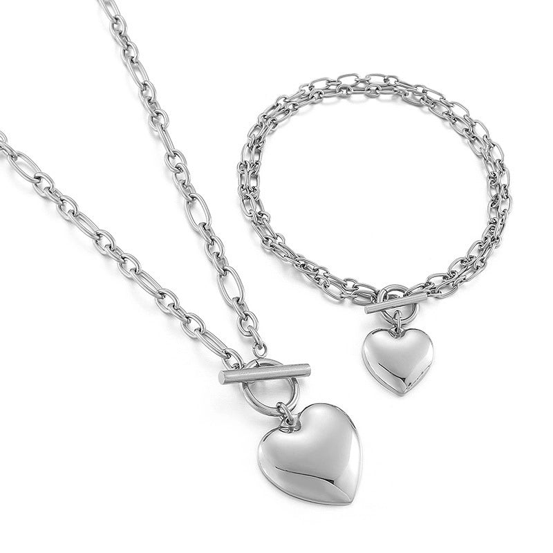 Titanium Steel 18K Gold Plated Fashion Heart