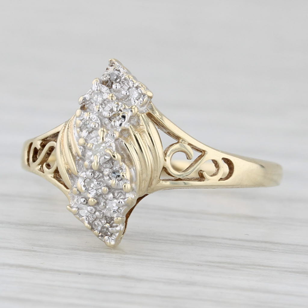 Diamond Clusters Bypass Ring 10k Yellow Gold Size 6.5