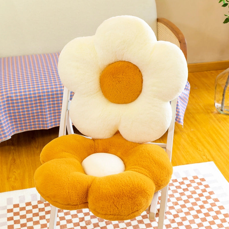 Rabbit Hair Flower Cushion Office Sofa Chair Student Cushion Butt Cushion Petal Futon Sunflower Pillow