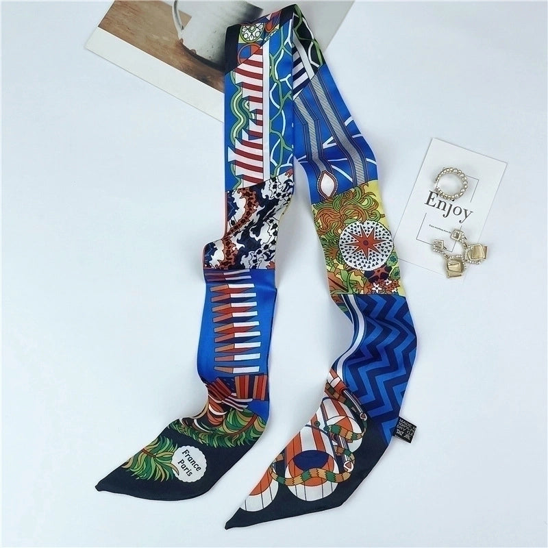 Women's Ethnic Style Letter Plant Imitated Silk Printing Silk Scarf