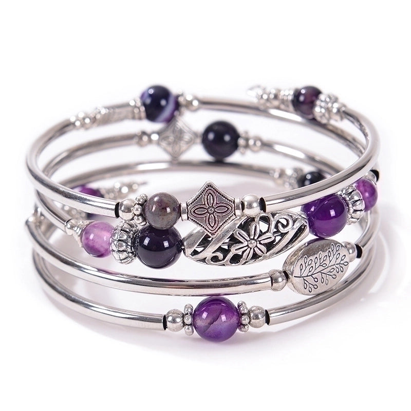 Retro Flower Natural Stone Handmade Bracelets 1 Piece