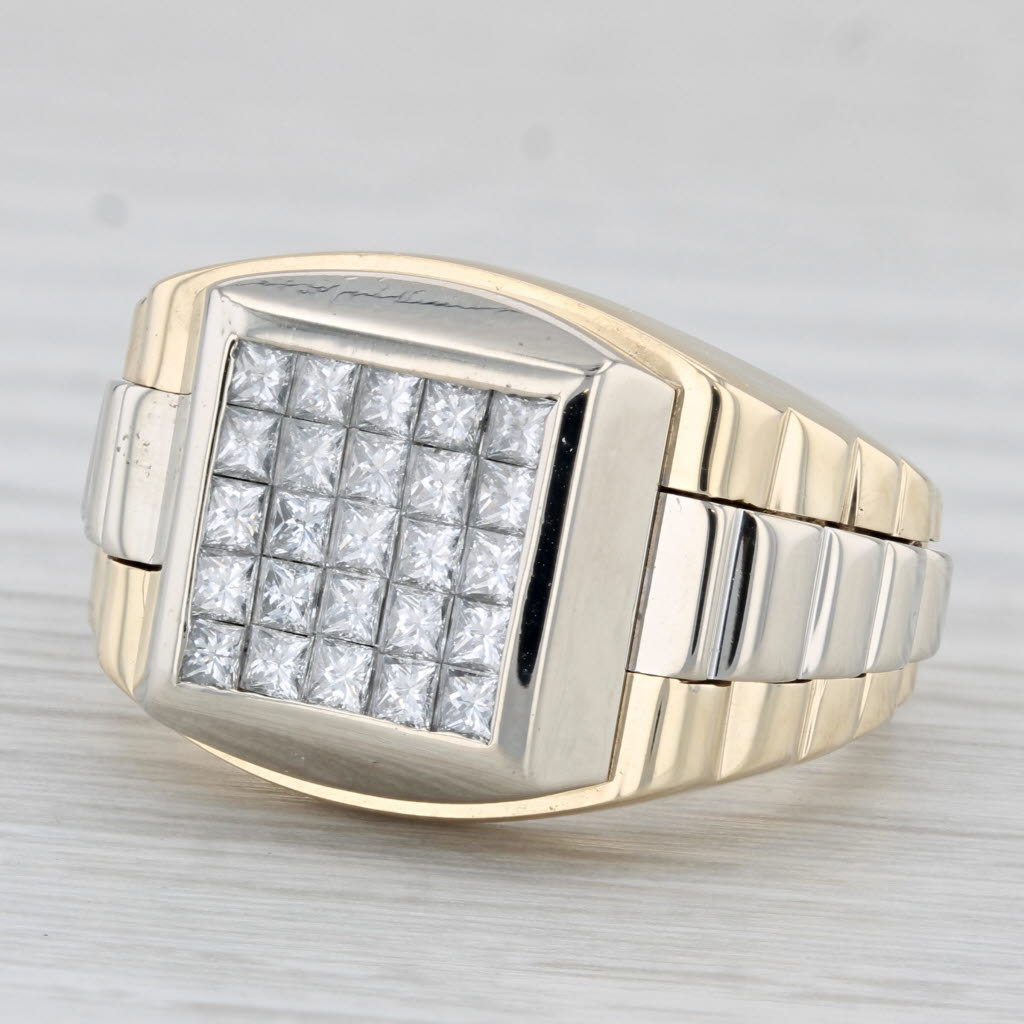 1.25ctw Princess Diamond Men's Ring 14k Yellow White Gold Size 10.25