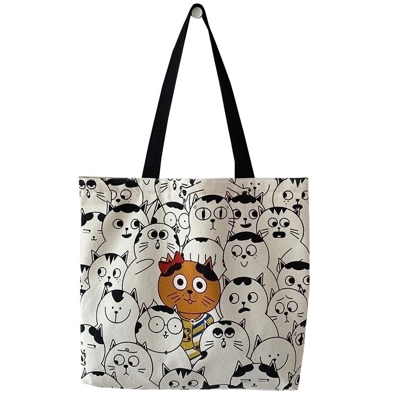 Women's Basic Letter Canvas Shopping Bags