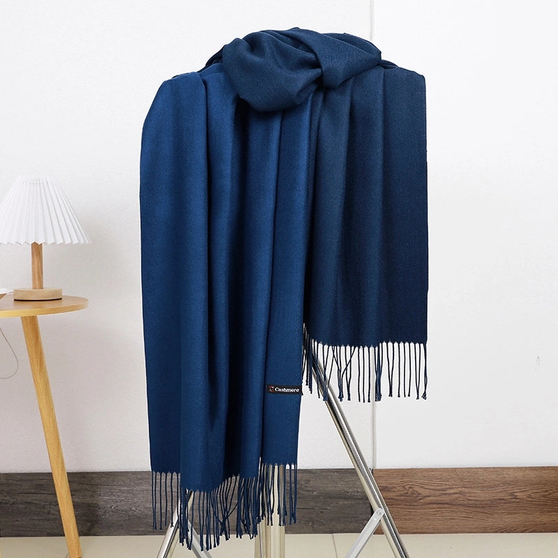 Double-sided Scarf Women's Winter Tassel Cashmere Scarf Autumn And Winter Version New Wool Men's Scarf