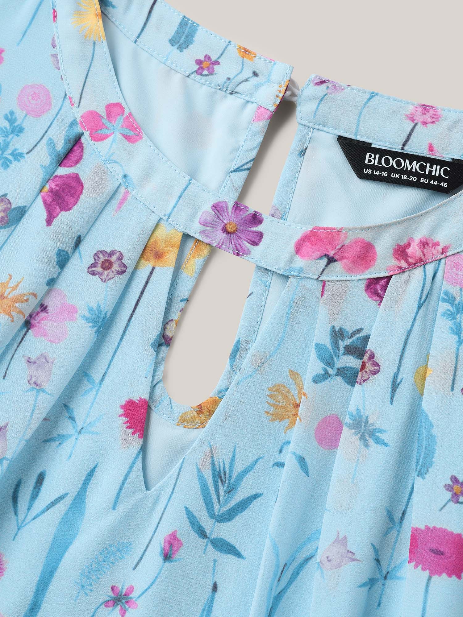 Garden Print Stretchy Sheer Midi Dress