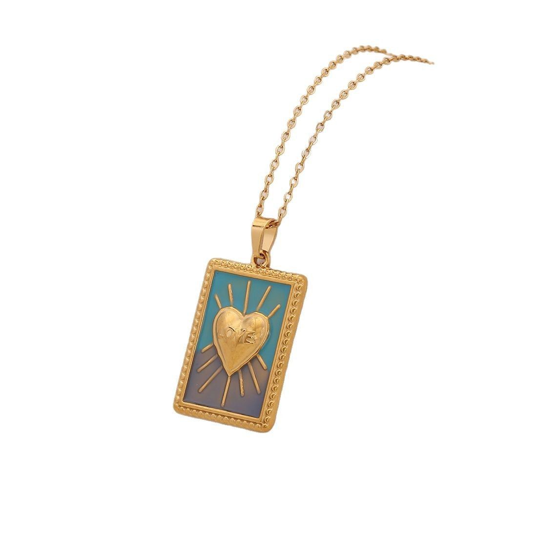 Vintage Tarot Pendant Necklace Love Fish Stainless Steel Necklace N1514