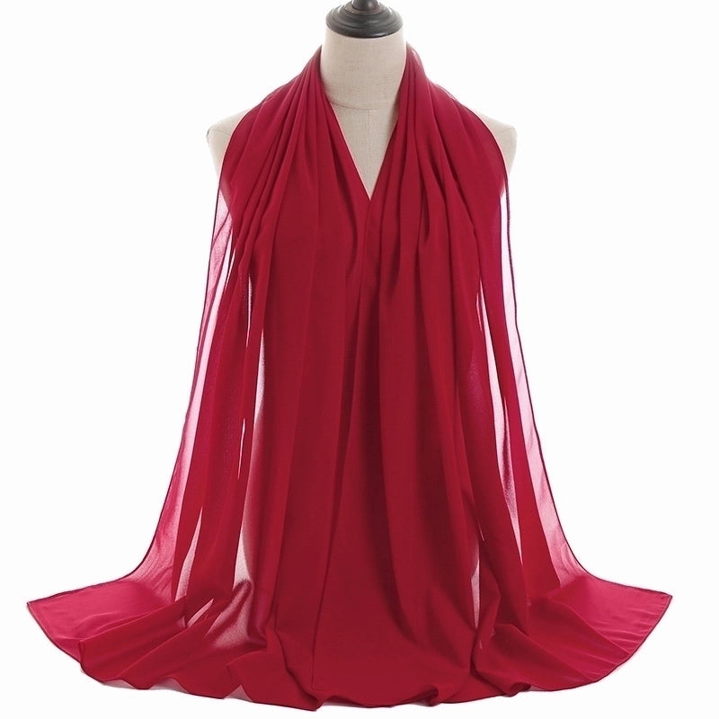 Women's Minimalist Solid Color Chiffon Cotton Linen Scarves