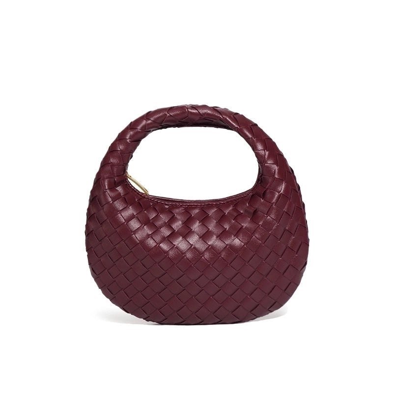 Women's Small Pu Leather Solid Color Streetwear Round Zipper Handbag