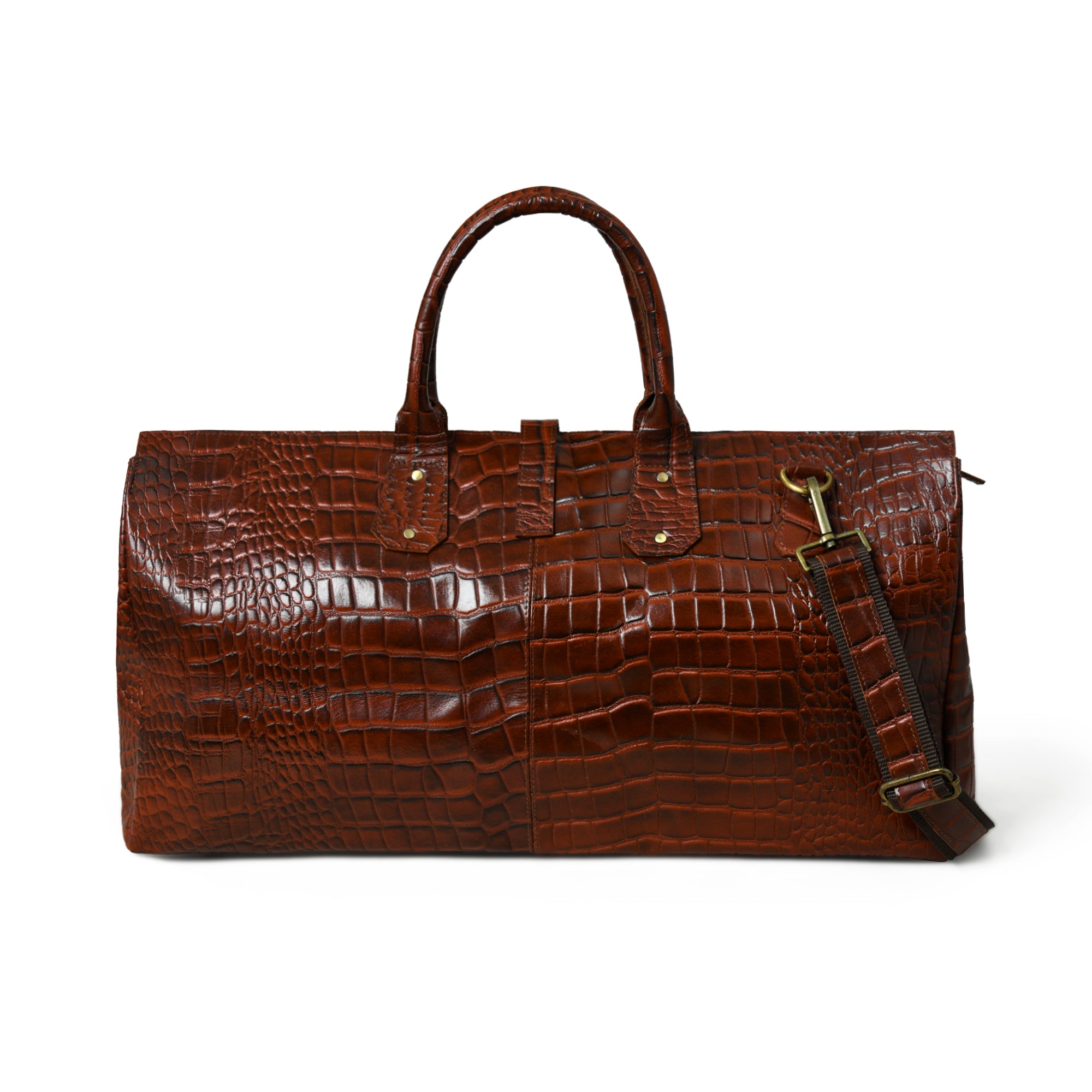 Brown Croco Pattern Duffle