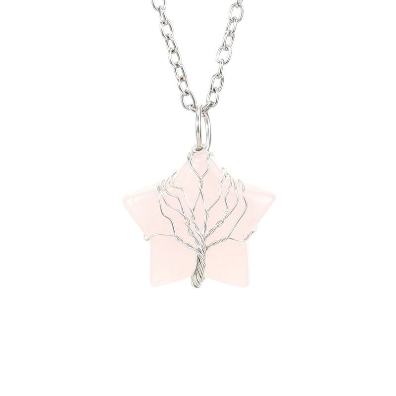 Minimalist Star Natural Stone Ferroalloy Patchwork Pendant Necklace