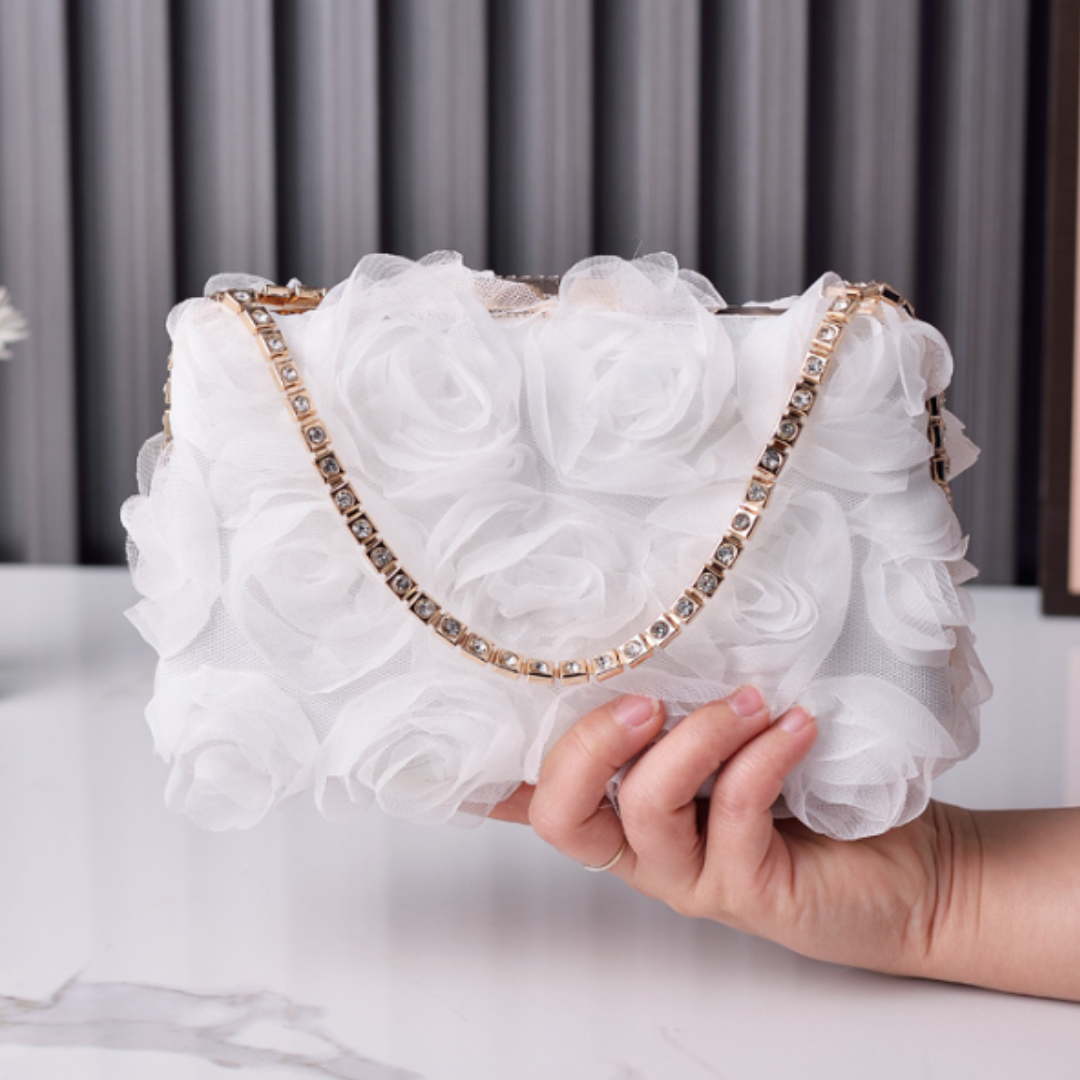 Chiffon Flower Polyester Evening Clutch