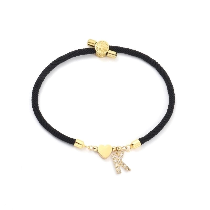 Minimalist Classic Style Letter 304 Stainless Steel Nylon Copper Zircon Bracelets In Bulk