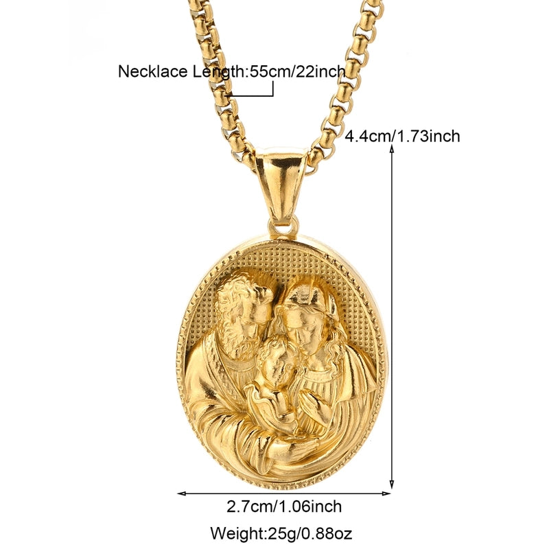 Modern Style Classic Style Portrait Cross Solid Color 304 Stainless Steel 18K Gold Plated Round Pendant Necklace