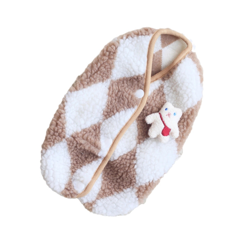 Autumn And Winter Dog Vest Winter Warm Pet Clothes Korean Rhombus Two-legged Fleece New Generation Of Hair