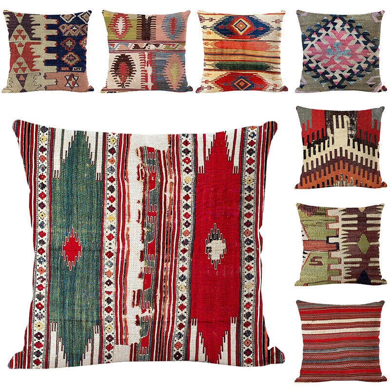 Ethnic Boho Mandala Print Linen Throw Pillow Case Sofa Cushion Cover Home Decor！