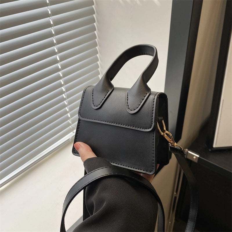 Women's Small Pu Leather Solid Color Cute Basic Flip Cover Crossbody Bag