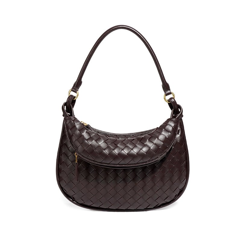 Women's Large Pu Leather Solid Color Vintage Style Classic Style Crescent Zipper Shoulder Bag