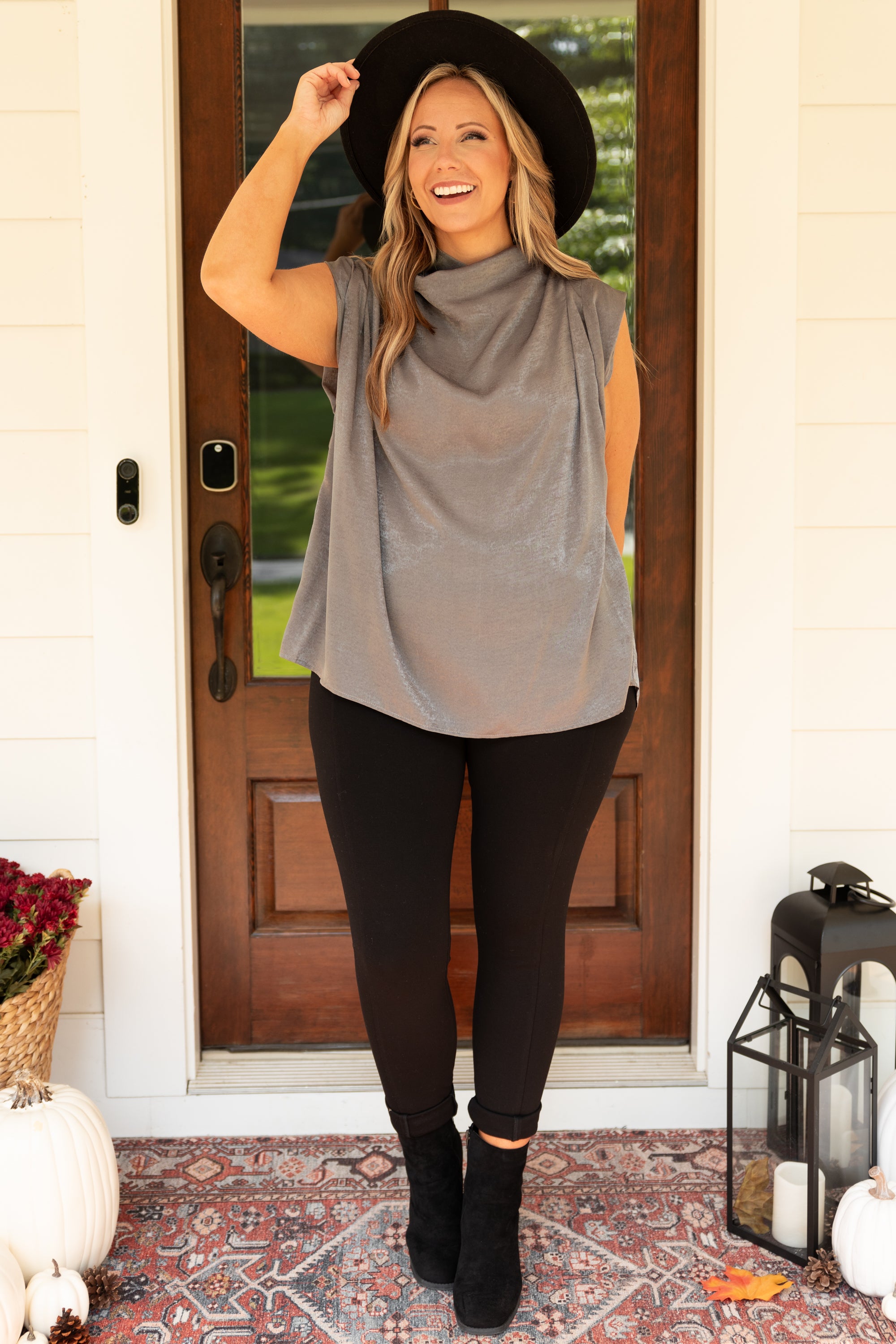 This Is For Us Blouse. Charcoal