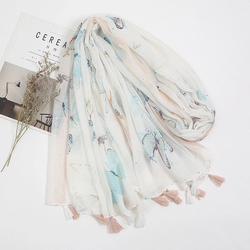 Women's Sweet Pastoral Flower Polyester Silk Scarf