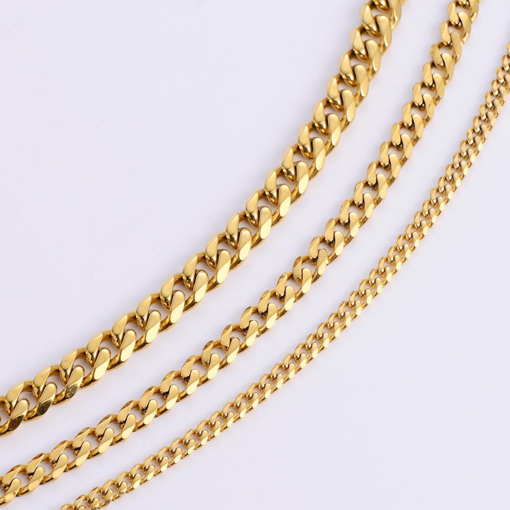 10 Pieces Unisex Hip Hop Metal Chain Geometric Stainless Steel Electroplating Necklaces