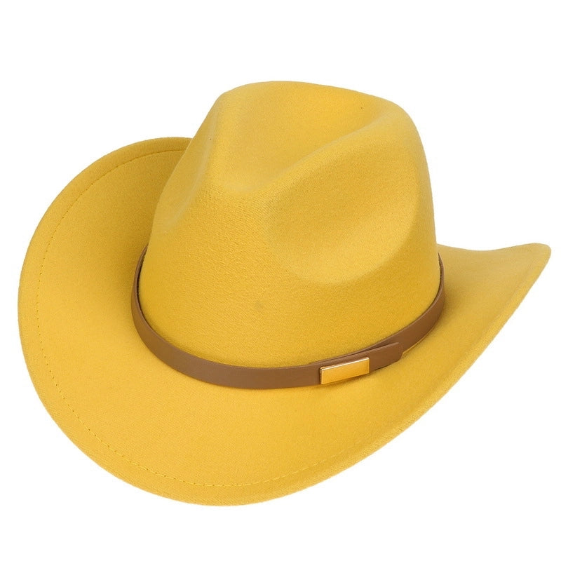 Tibetan Western Denim Top Hat Spring And Autumn New Jazz Hat Big Brim Five-pointed Star Belt Accessories Felt Hat For Men And Women