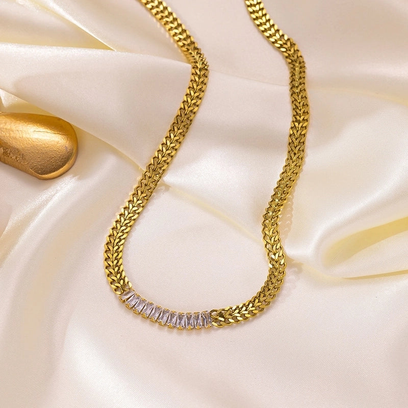 Hip-Hop Retro Solid Color Titanium Steel Plating Jewelry Set
