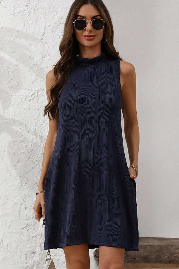 Solid Color Halter Neck Casual Mini Dress